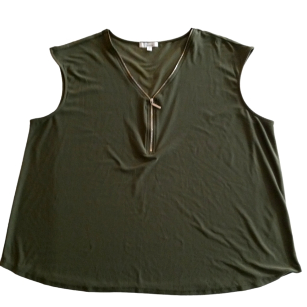 89th & Madison sleeveless casual women zip front top size 2X
